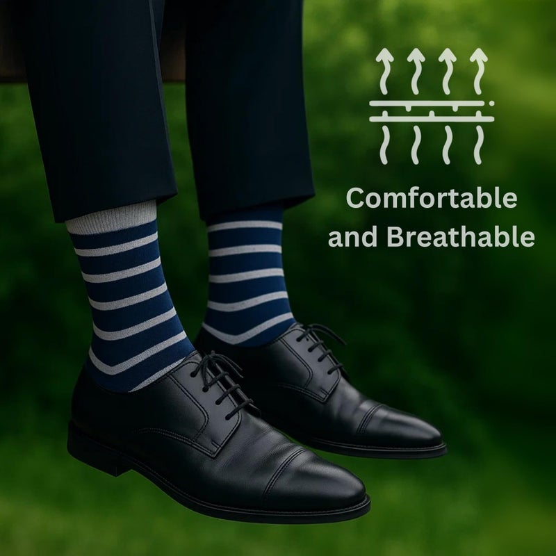 Alpine Swiss Mens Dress Socks 6 Pair Crew Sock Cotton Dress Socks for Men Solid Ribbed Argyle Pattern Multicolor Fun Designs Weekend Pack - Image 4